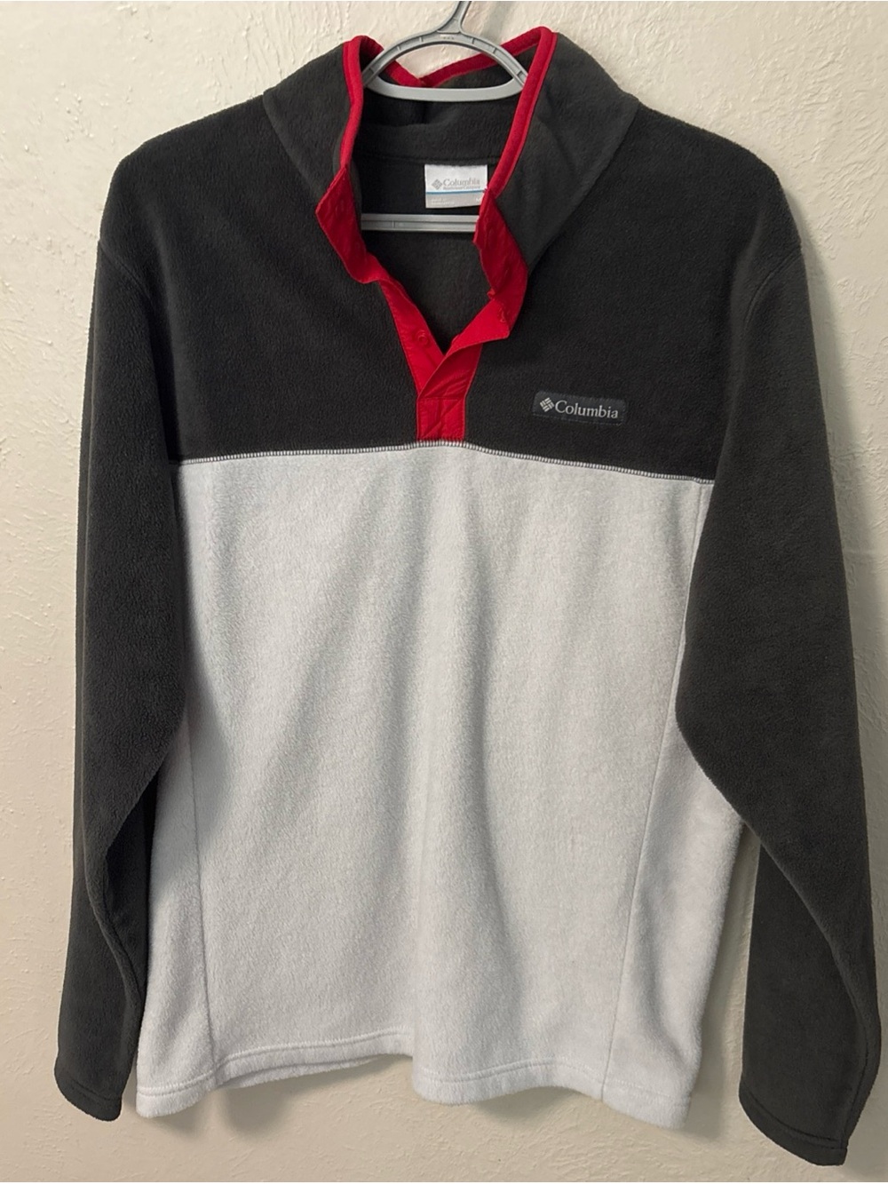 Columbia Men's Black, White & Red Half-Placket Fleece Pullover